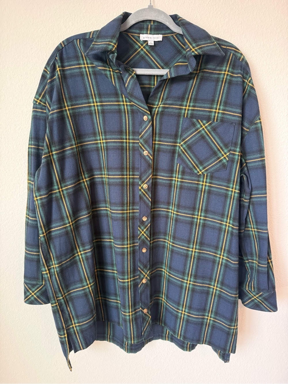 Gianni Bini Women’s Cotton Plaid Button Down Shirt, Size Small